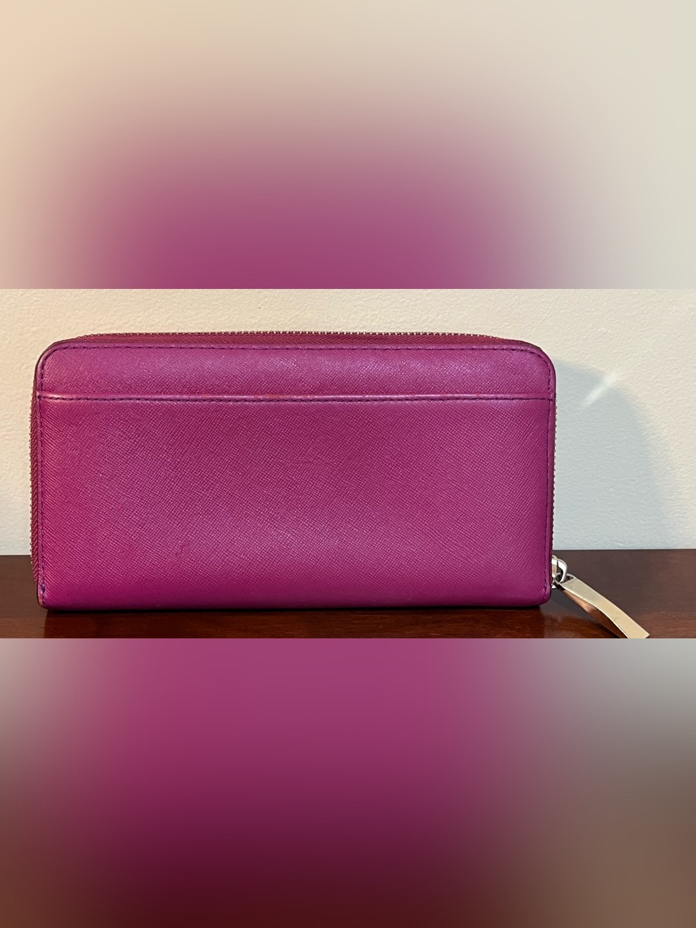 kate spade New York Hot Pink Saffiano Leather Zip Wallet - Picture 2 of 6